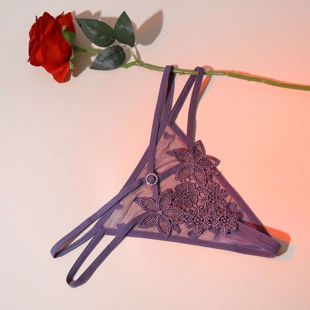 Breathable Low Waist Embroider - Thong Bikini Women 评论和价格